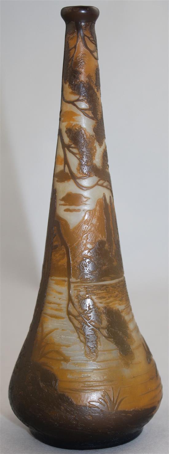 A Devez cameo glass bottle vase, c.1900, 18cm